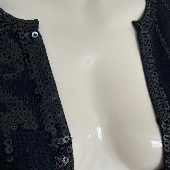 Ladies black jacket with black sequins, with front hooks, sz MED - Picture 7 of 16